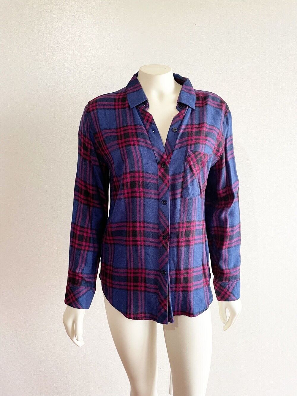 Rails Hunter Button Down in Raspberry, Royal & Black Small